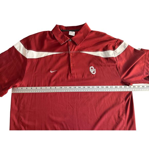 Nike Dri-fit University of Oklahoma Golf Shirt Maroon and White XL - Picture 8 of 9